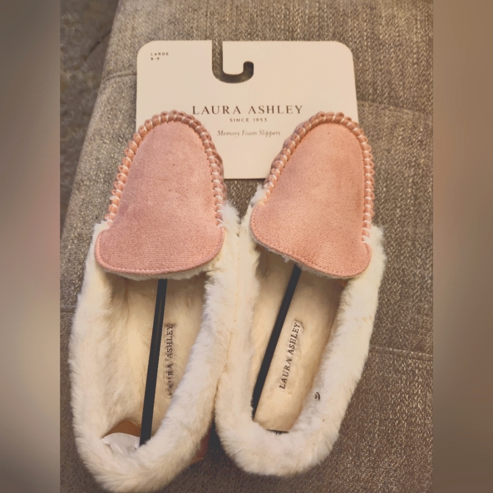 Laura Ashley Suede Fleece-lined Loafer, Pink, Women's size 8-9